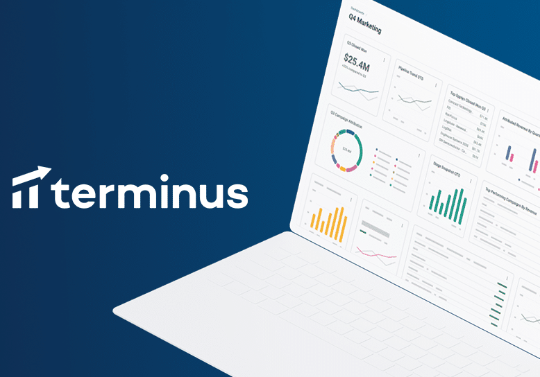 A laptop featuring the terminus logo and equipped with ABM Tools.