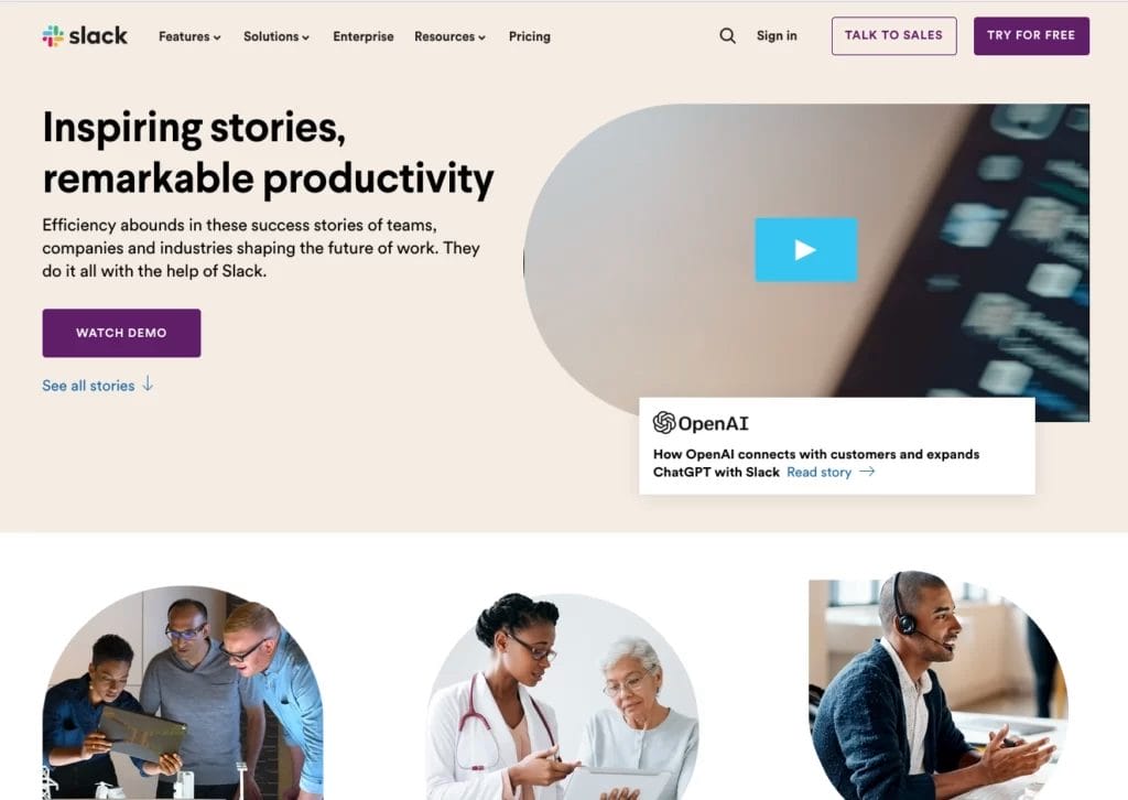 The customer testimonials section on the homepage of a company's website.