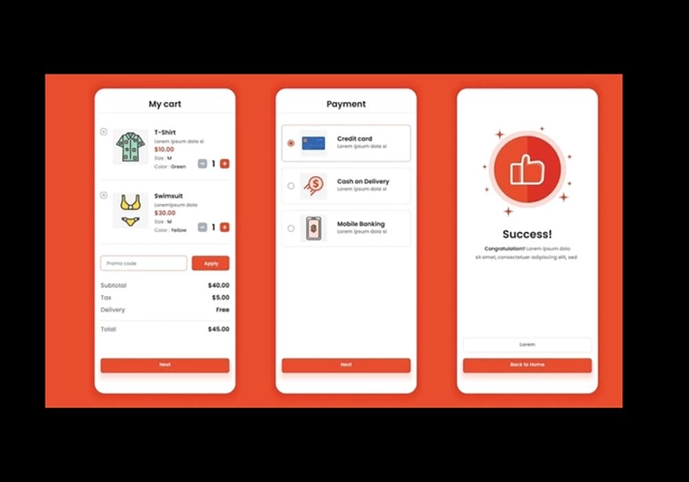A mobile app with a red background and different icons aimed at improving Mobile Conversion Rates.